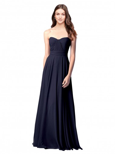 Sweetheart Soft Chiffon Sleeveless Open Back Dark Navy Evening Dress / Bridesmaid Dress Edinburgh