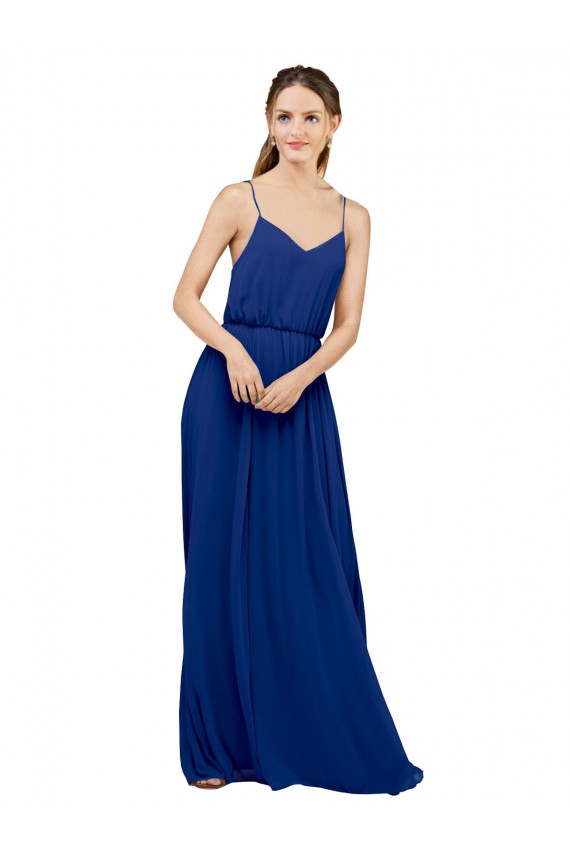 Spaghetti Straps Chiffon Sleeveless Royal Blue Bridesmaid Dress / Evening Dress Edinburgh