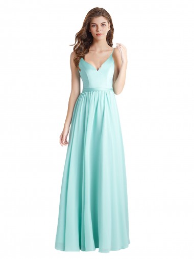 V-Neck Soft Chiffon & Satin Sleeveless V-Back Waterfall Bridesmaid Dress Edinburgh