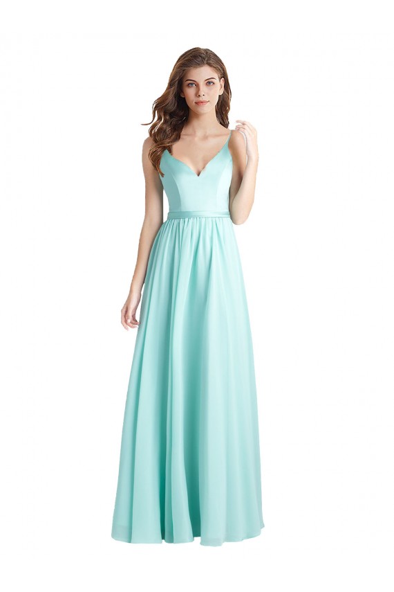V-Neck Soft Chiffon & Satin Sleeveless V-Back Waterfall Bridesmaid Dress Edinburgh