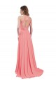 Halter Neck Chiffon Sleeveless Criss Cross Back Watermelon Bridesmaid Dress / Evening Dress Edinburgh