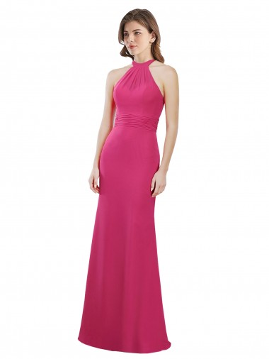Halter Neck Soft Chiffon Sleeveless Criss Cross Open Back Ruby Bridesmaid Dress Edinburgh