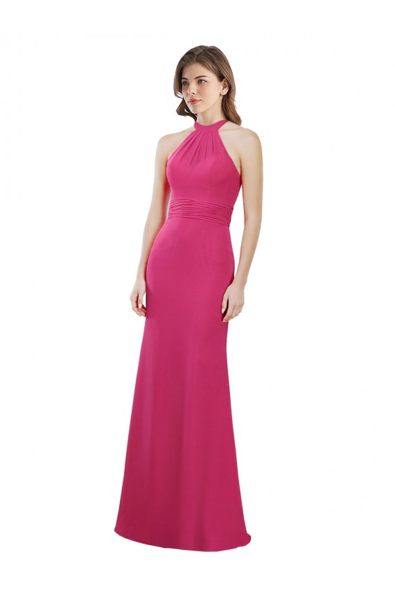 Halter Neck Soft Chiffon Sleeveless Criss Cross Open Back Ruby Bridesmaid Dress Edinburgh