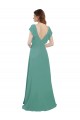 V-Neck Soft Chiffon Cap Sleeves V-Back Icelandic Silver Formal Dress / Bridesmaid Dress Edinburgh