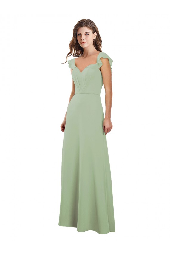 Sweetheart Soft Chiffon Cap Sleeves Low Back Smoke Green Bridesmaid Dress / Formal Dress Edinburgh