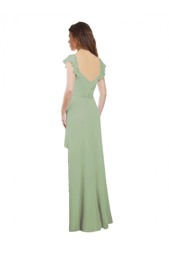 Sweetheart Soft Chiffon Cap Sleeves Low Back Smoke Green Bridesmaid Dress / Formal Dress Edinburgh