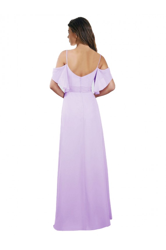 Off the Shoulder Soft Chiffon Cold Shoulder Lilac Formal Dress / Bridesmaid Dress Edinburgh