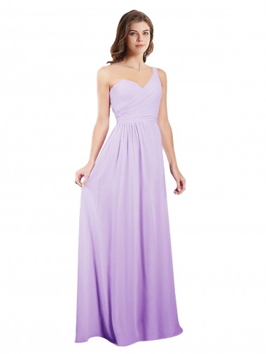 One Shoulder Chiffon Sleeveless Lilac Bridesmaid Dress / Evening Dress Edinburgh