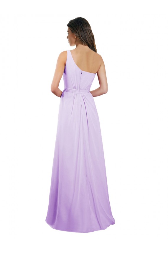 One Shoulder Chiffon Sleeveless Lilac Bridesmaid Dress / Evening Dress Edinburgh