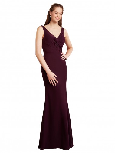 V-Neck Soft Chiffon Sleeveless Low Back Burgundy Gold Bridesmaid Dress Edinburgh