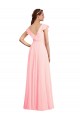 V-Neck Chiffon Cap Sleeves V-Back Pink Bridesmaid Dress / Evening Gowns Edinburgh