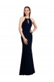Halter Neck Soft Chiffon Sleeveless Criss Cross Open Back Dark Navy Bridesmaid Dress Edinburgh