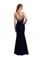 Halter Neck Soft Chiffon Sleeveless Criss Cross Open Back Dark Navy Bridesmaid Dress Edinburgh