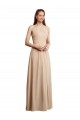 Halter Neck Soft Chiffon Sleeveless Low Back Champagne Bridesmaid Dress Edinburgh