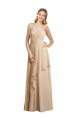 Spaghetti Straps Soft Chiffon Sleeveless Criss Cross Open Back Champagne Bridesmaid Dress Edinburgh
