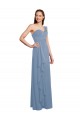 One Shoulder Chiffon Sleeveless Dusty Blue Formal Dress / Bridesmaid Dress Edinburgh