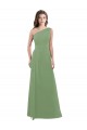 One Shoulder Soft Chiffon Sleeveless Seagrass Bridesmaid Dress Edinburgh