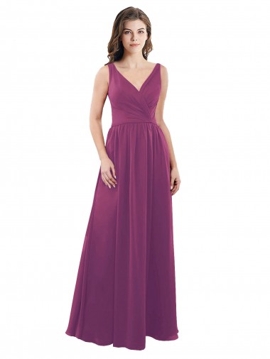 V-Neck Soft Chiffon Sleeveless V-Back Wild Berry Bridesmaid Dress Edinburgh