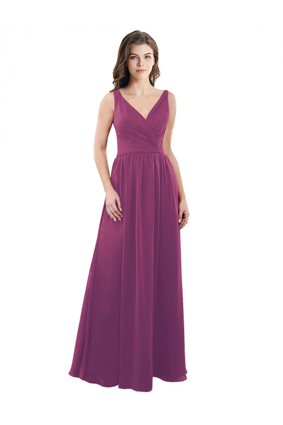 V-Neck Soft Chiffon Sleeveless V-Back Wild Berry Bridesmaid Dress Edinburgh