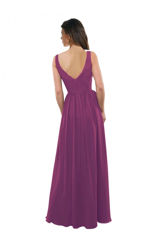 V-Neck Soft Chiffon Sleeveless V-Back Wild Berry Bridesmaid Dress Edinburgh