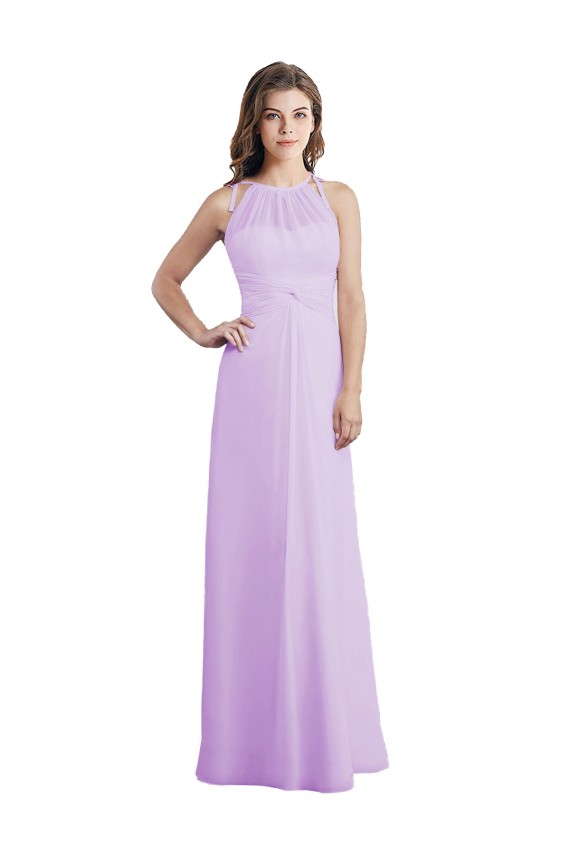 Halter Neck Soft Chiffon Sleeveless Keyhole Back Lilac Bridesmaid Dress / Formal Dress Edinburgh