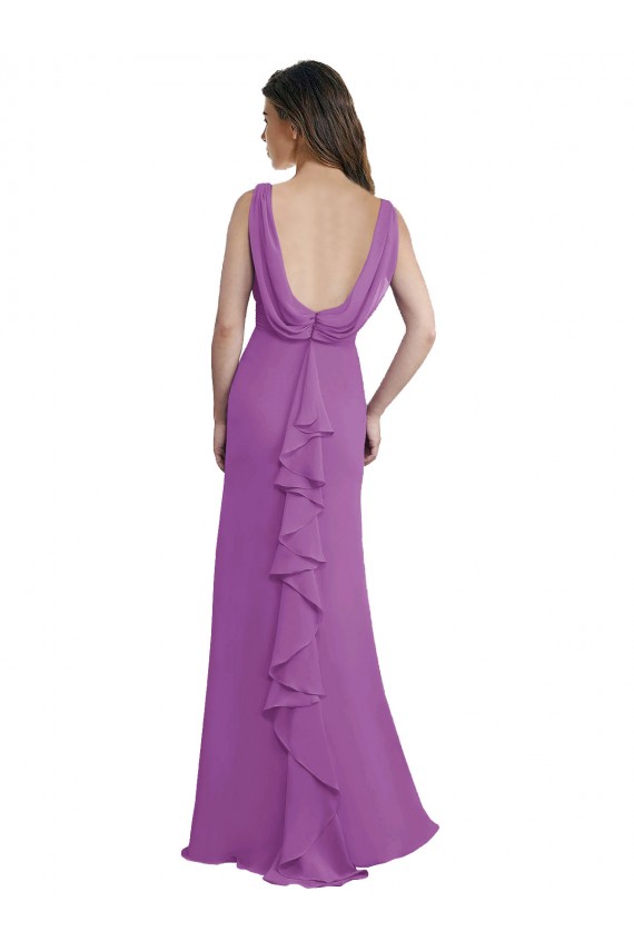 V-Neck Soft Chiffon Sleeveless Low Back Dahlia Bridesmaid Dress Edinburgh