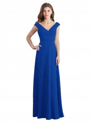 V-Neck Chiffon Sleeveless Royal Blue Bridesmaid Dress / Evening Dress Edinburgh