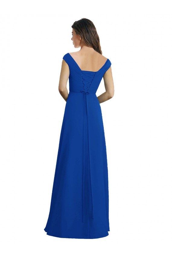 V-Neck Chiffon Sleeveless Royal Blue Bridesmaid Dress / Evening Dress Edinburgh