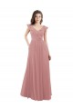 V-Neck Soft Chiffon Cap Sleeves V-Back Dusty Pink Bridesmaid Dress Edinburgh