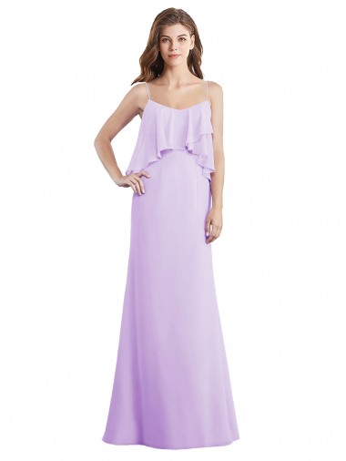 Spaghetti Straps Chiffon Sleeveless Low Back Lilac Bridesmaid Dress / Evening Dress Edinburgh