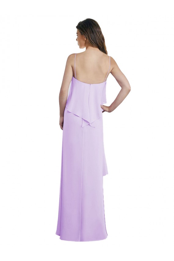 Spaghetti Straps Chiffon Sleeveless Low Back Lilac Bridesmaid Dress / Evening Dress Edinburgh