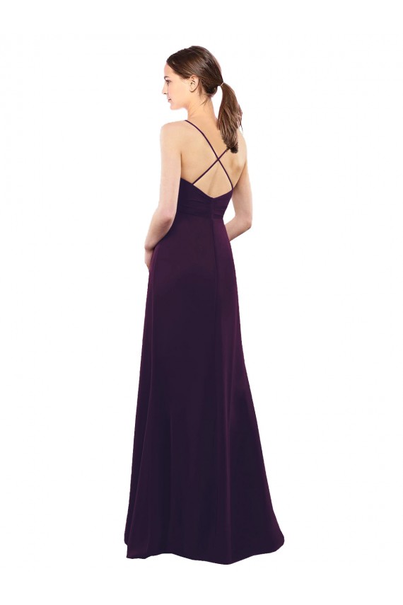 Spaghetti Straps Soft Chiffon Sleeveless Criss Cross Open Back Grape Formal Dress / Bridesmaid Dress Edinburgh