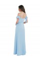 Spaghetti Straps Soft Chiffon Cold Shoulder Low Back Light Sky Blue Bridesmaid Dress Edinburgh