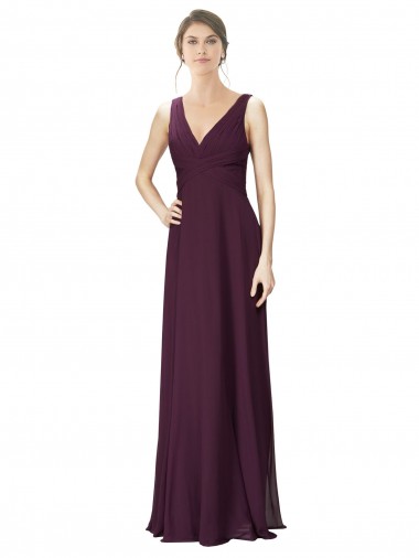 V-Neck Soft Chiffon & Lace Sleeveless Grape Bridesmaid Gown Edinburgh