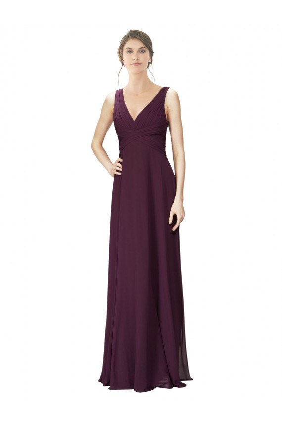 V-Neck Soft Chiffon & Lace Sleeveless Grape Bridesmaid Gown Edinburgh