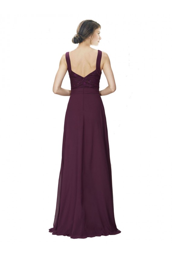 V-Neck Soft Chiffon & Lace Sleeveless Grape Bridesmaid Gown Edinburgh