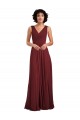 V-Neck Soft Chiffon Sleeveless Long Burgundy Bridesmaid Dress Edinburgh