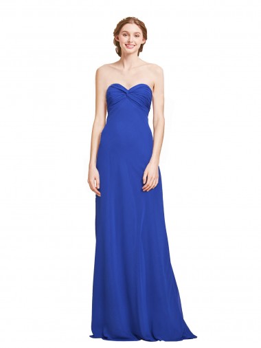 Sweetheart Soft Chiffon Sleeveless Royal Blue Bridesmaid Gown Edinburgh