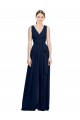 V-Neck Chiffon Sleeveless Dark Navy Wedding Party Dress Edinburgh