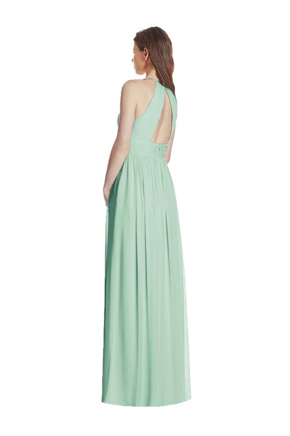 Halter Neck Soft Chiffon Sleeveless Open Back Mint Green Semi Formal Evening Dress / Bridesmaid Dress Edinburgh