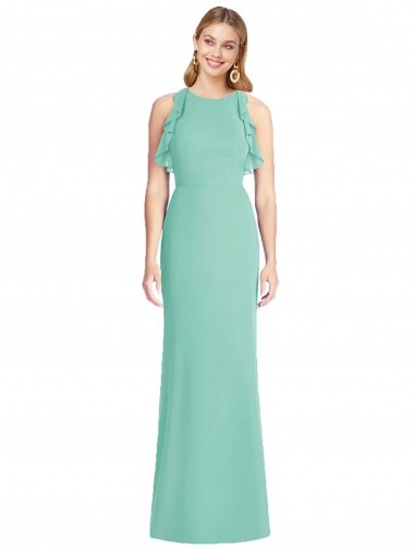Jewel Neck Soft Chiffon Sleeveless Open Back Jade Bridesmaid Dress Edinburgh