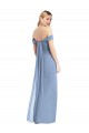 Off the Shoulder Soft Chiffon Sleeveless Low Back Dusty Blue Semi Formal Evening Dress / Bridesmaid Dress Edinburgh