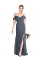 Off the Shoulder Soft Chiffon Sleeveless Low Back Silver Stone Bridesmaid Dress Edinburgh