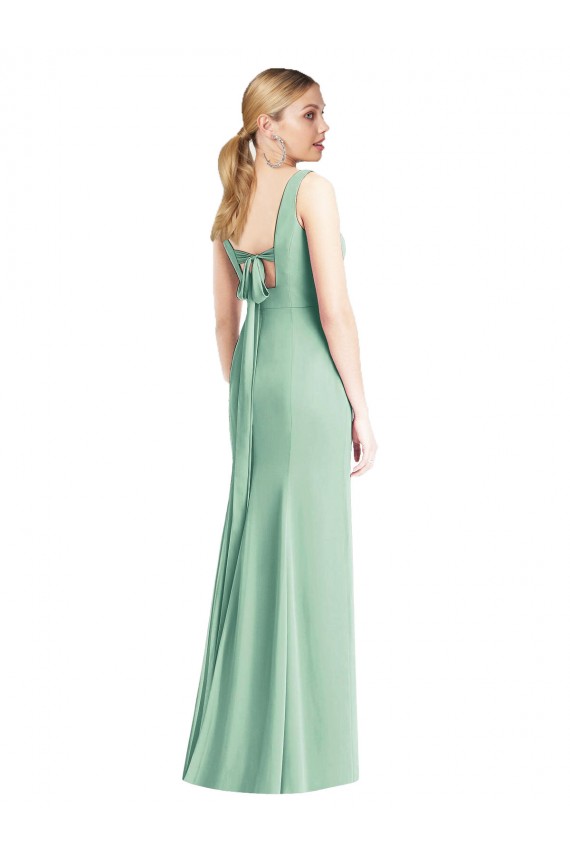 V-Neck Soft Chiffon Sleeveless Tie Back Mint Green Bridesmaid Dress Edinburgh