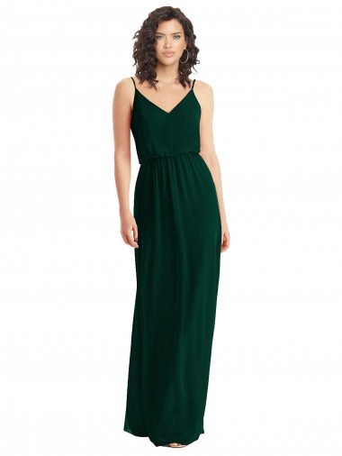 V-Neck Soft Chiffon Sleeveless Low Back Ever Green Semi Formal Evening Dress / Bridesmaid Dress Edinburgh