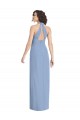 Halter Neck Soft Chiffon Sleeveless Open Back Dusty Blue Formal Evening Gown / Bridesmaid Dress Edinburgh
