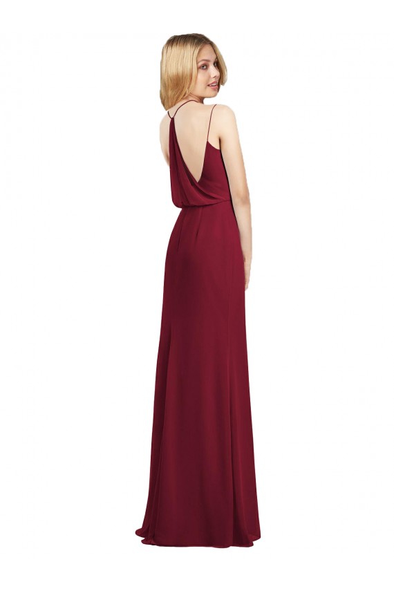 V-Neck Soft Chiffon Sleeveless Burgundy Formal Dress / Bridesmaid Dress Edinburgh