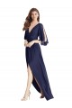 V-Neck Soft Chiffon Sleeveless Tie Back Dark Navy Semi Formal Evening Dress / Bridesmaid Dress Edinburgh