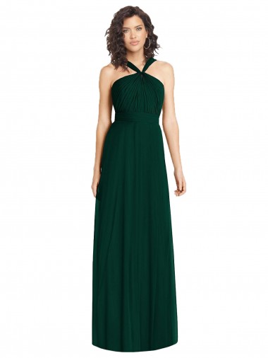 Halter Neck Soft Chiffon Sleeveless Long Ever Green Bridesmaid Dress Edinburgh