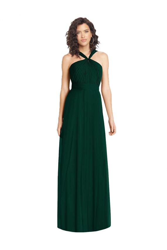 Halter Neck Soft Chiffon Sleeveless Long Ever Green Bridesmaid Dress Edinburgh